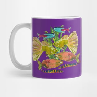 Tropical Fish Swimming Guppy Group Mug